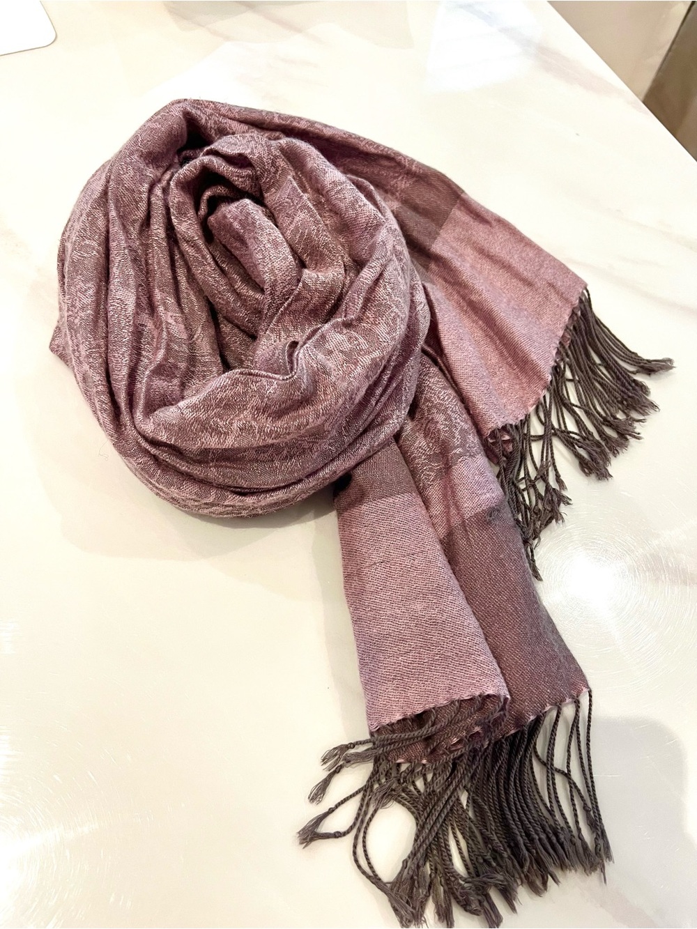 Pashmina paisley plum mauve scar 34” by 76”